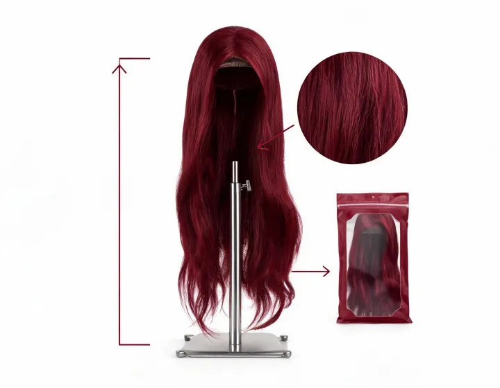 Human hair wig specification worksheet illustration, not a premises map
